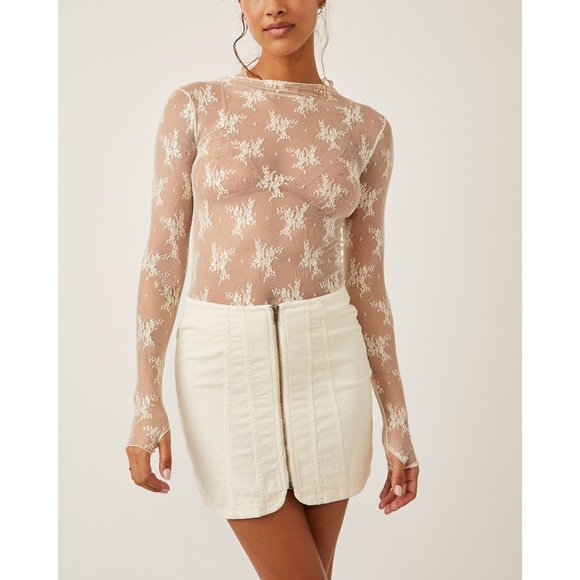 🎉LAST CHANCE🎉 FREE PEOPLE Layla Cord Mini Skirt / Cheesecake - Picture 4 of 11